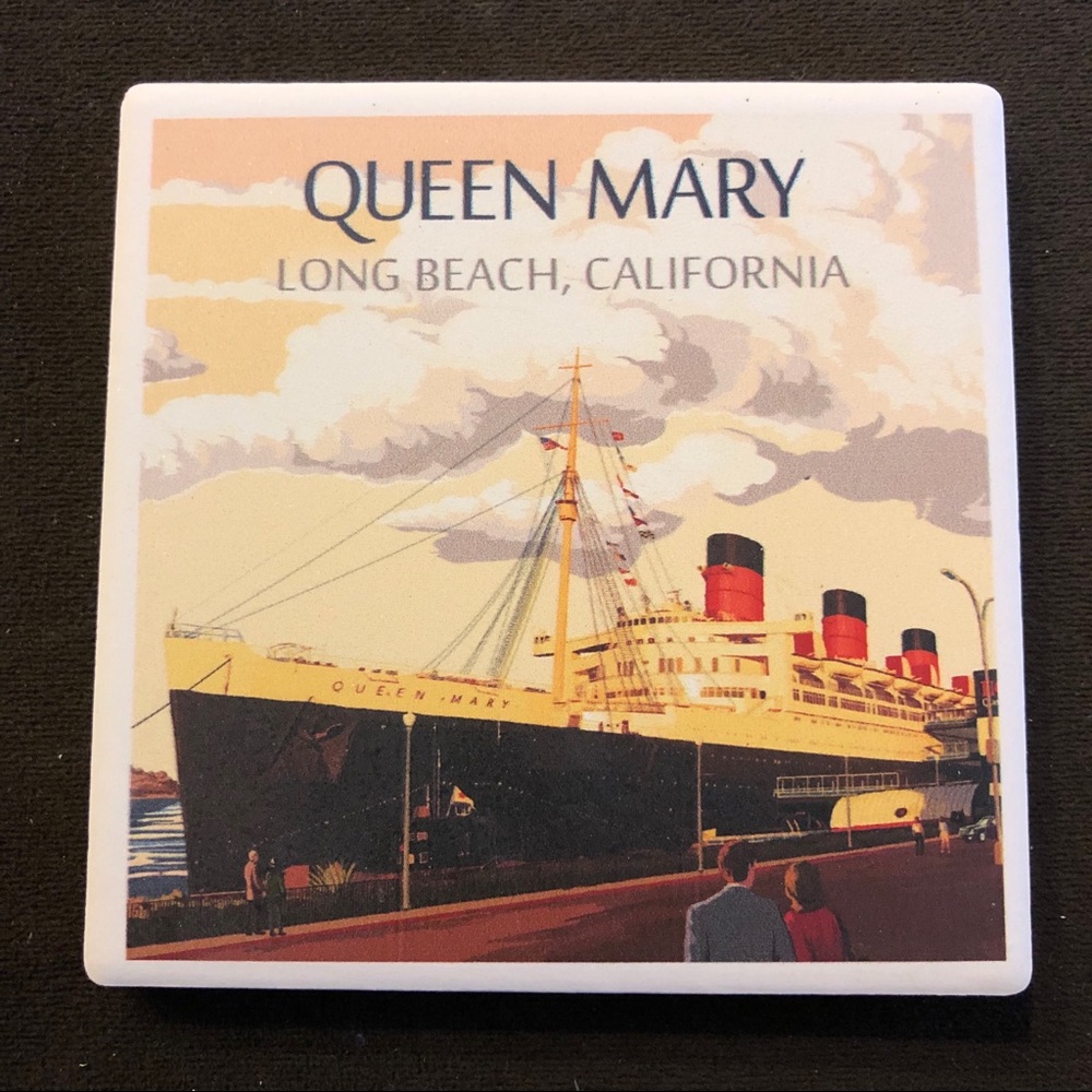 NEW! Queen Mary Long Beach Lantern Press Ceramic Coaster